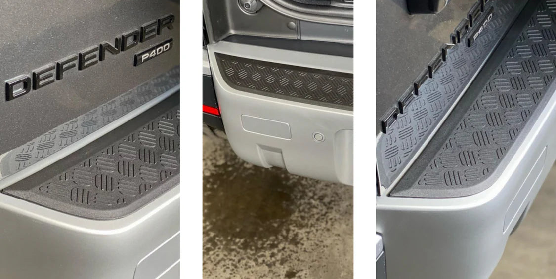 Rear Bumper Protector Black Chequer Plate - Fits 2020+ Defender